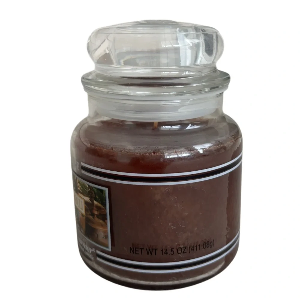 Yankee Candle Jar Patchouli Vintage Black Band Earthy Brown Gray Green 14.5 Oz